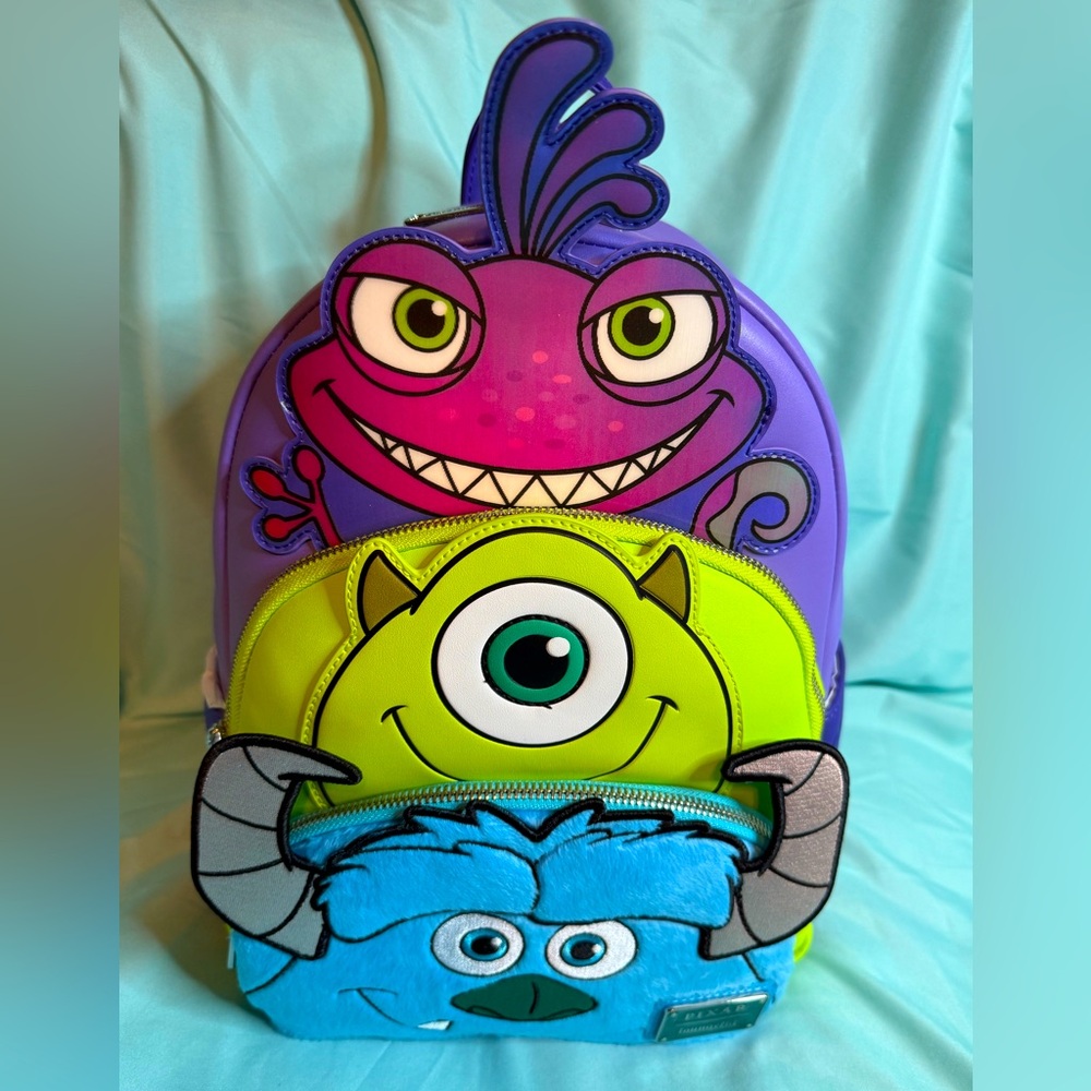 Loungefly x Disney Monsters Inc Three-Tier Lenticular & Plush Backpack